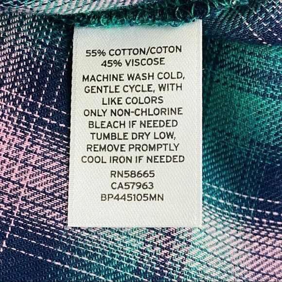 Be Proud green pink and pearl ombré  button down plaid shirt - Picture 6 of 6